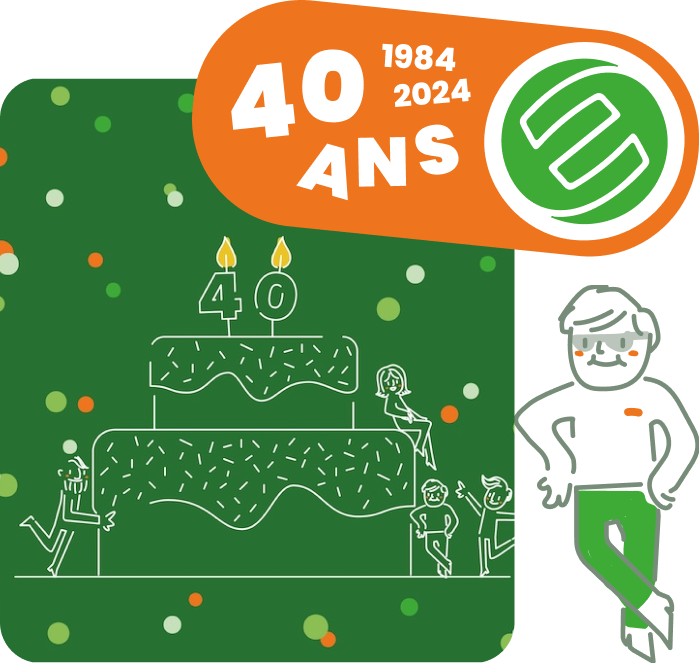 En 2024, Envie Strasbourg fête ses 40 ans : illustration représentant un gâteau d'anniversaire avec les bougies 40 