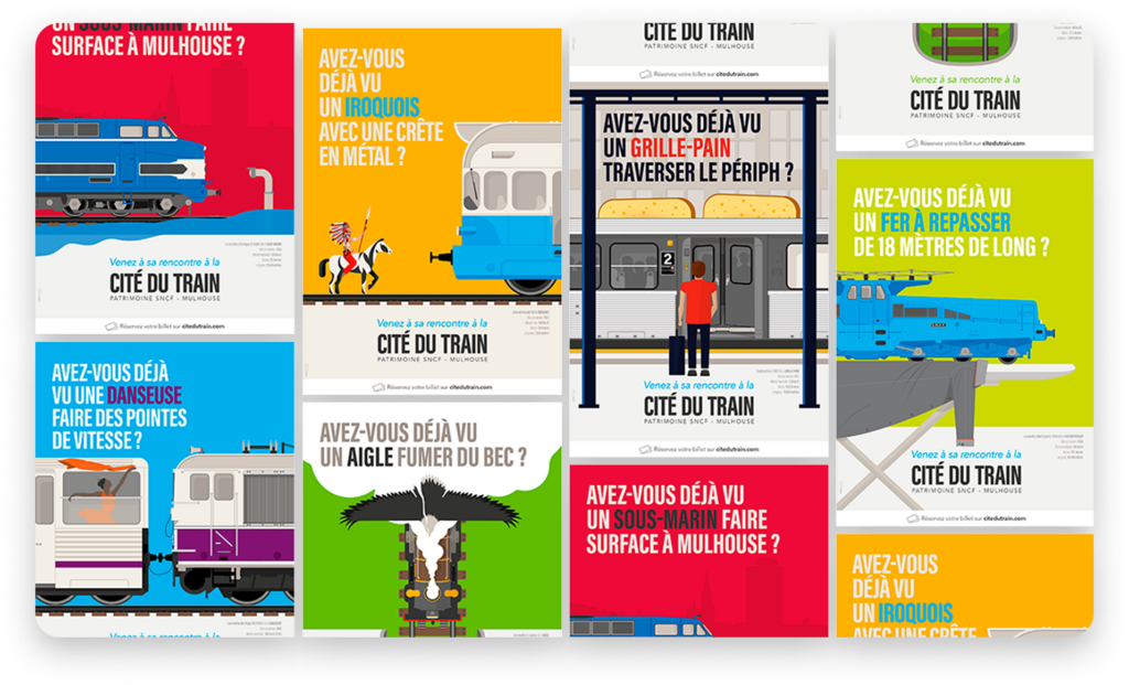 les 6 affiches créées sur le concept des surnoms donnés aux trains 